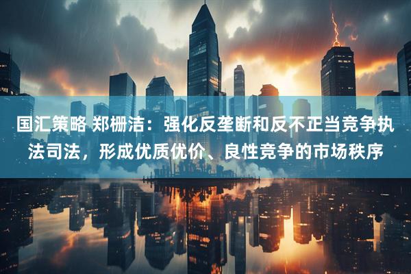 国汇策略 郑栅洁：强化反垄断和反不正当竞争执法司法，形成优质优价、良性竞争的市场秩序
